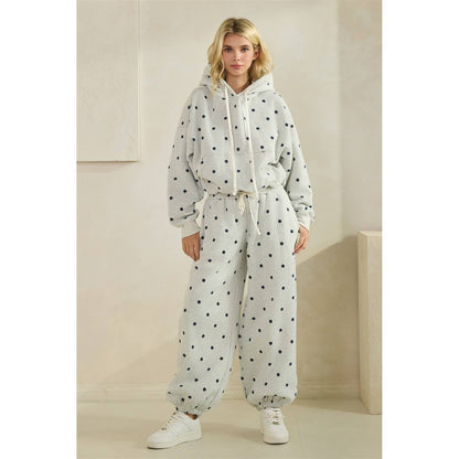 Polka Dot Knit Hoodie