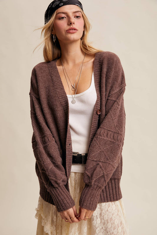 Textured Knit Button-Front Cardigan