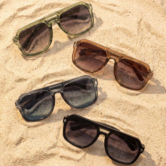 Square Navigator Double Bridge Sunglasses