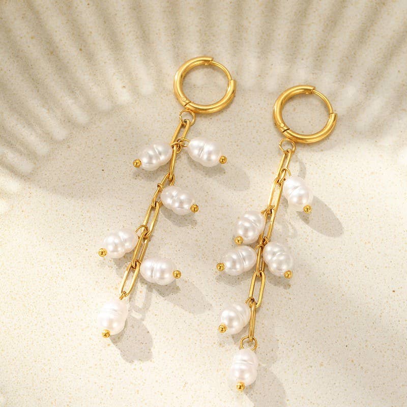 Golden Grace Pearl Drop Earrings