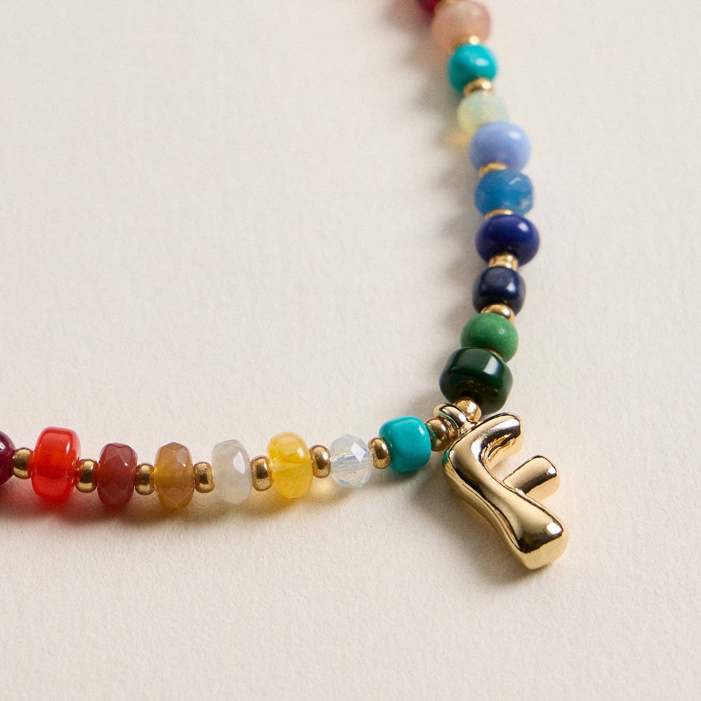 Beaded Initial Charm Necklace