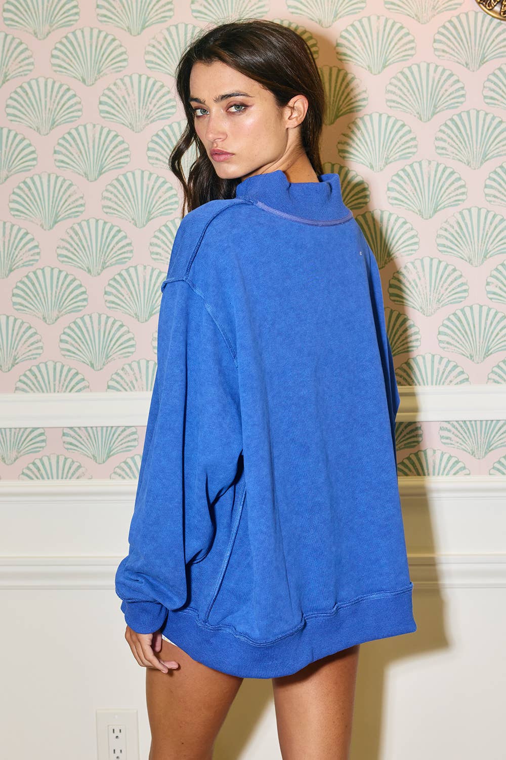 Retro Wash Mock Neck Pullover