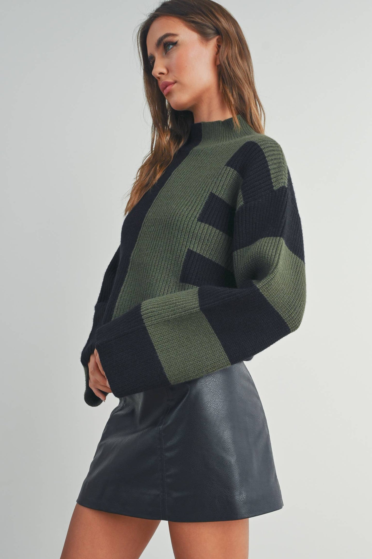 Olive Color-Block Sweater