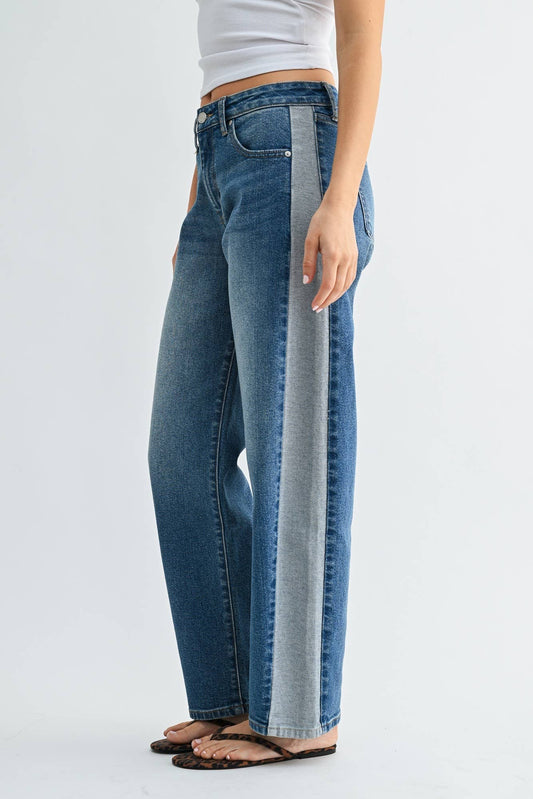 Contrast Detail Straight Leg Jeans | JBD