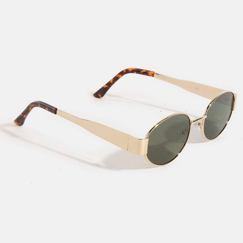 Metal Frame Oval Lens Sunglasses Set
