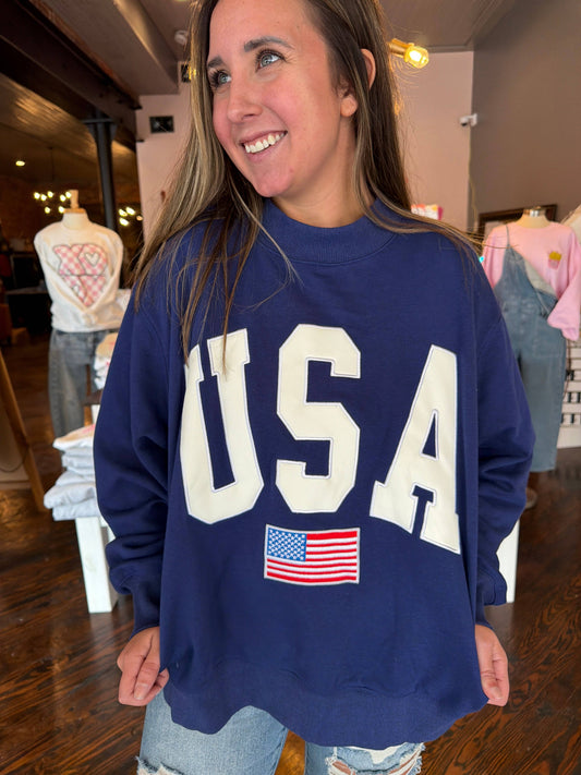USA Embroidered Mockneck 