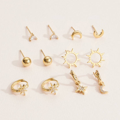 12-Piece Celestial Charm Earring Set in Sterling Silver
