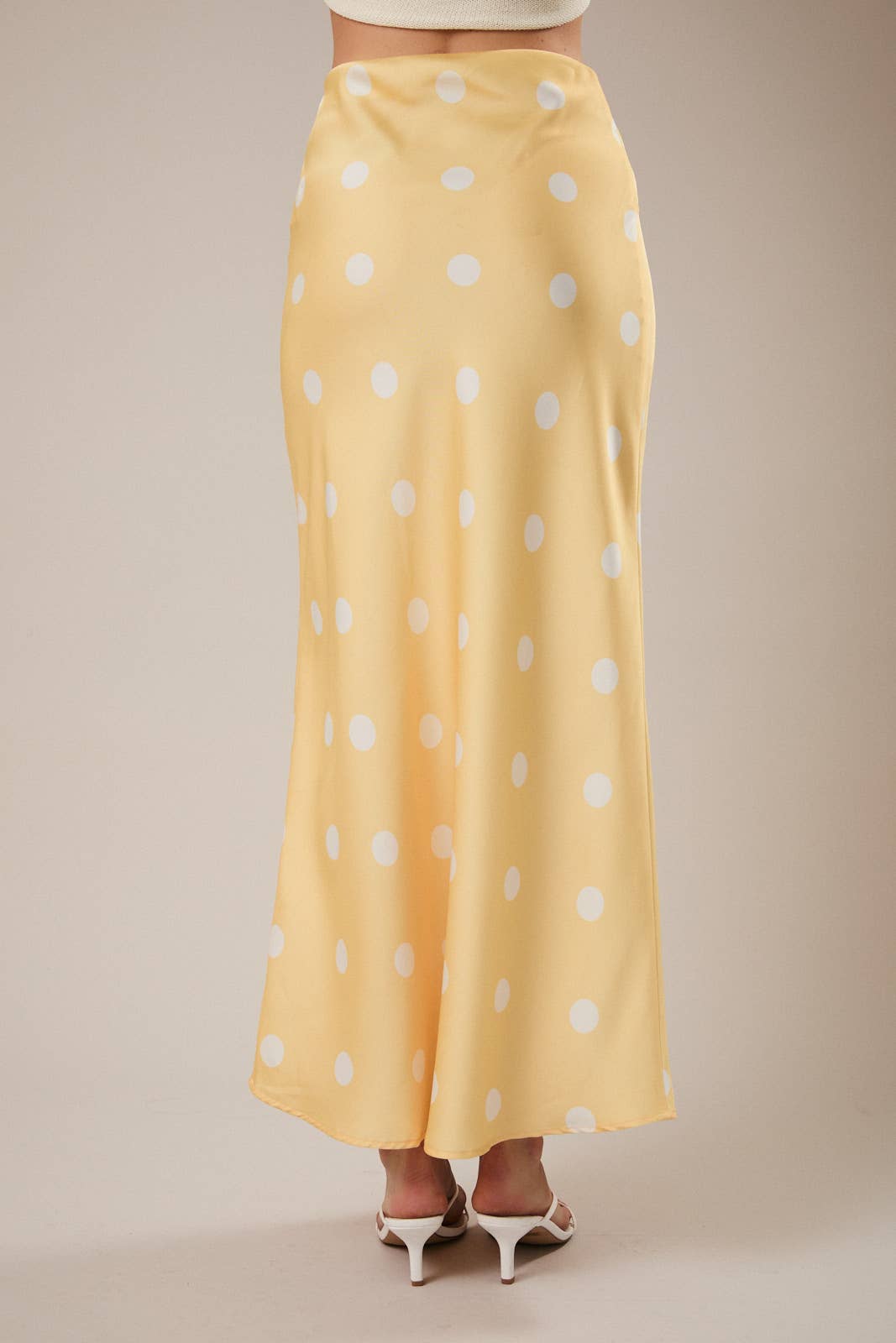 Polka Dot Satin Midi Skirt
