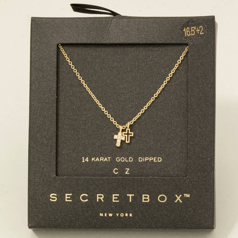 Secret Box | Double Cross Pendant Necklace