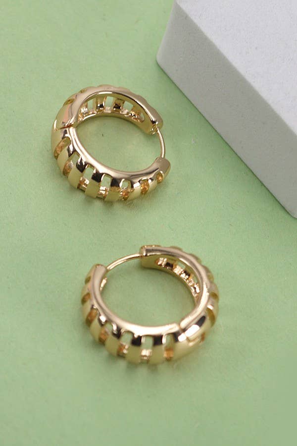 Stripe Cutout Hinged Hoop Earrings