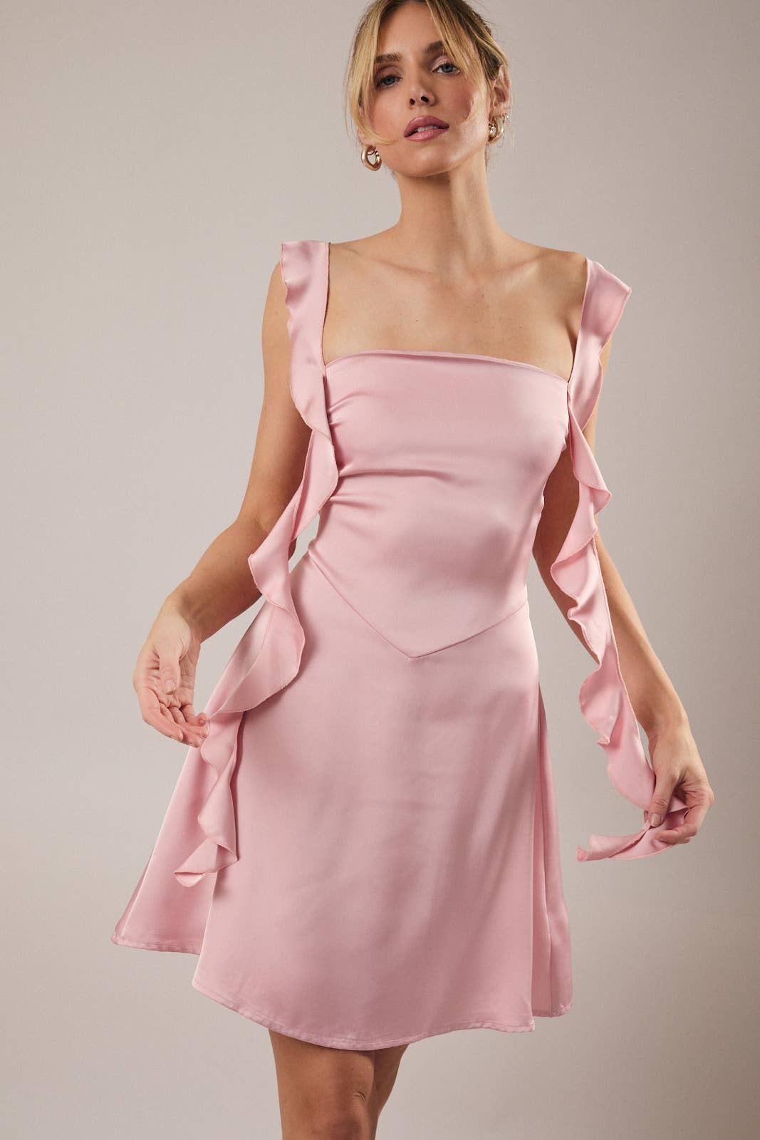 Rosé Ruffle Mini Dress