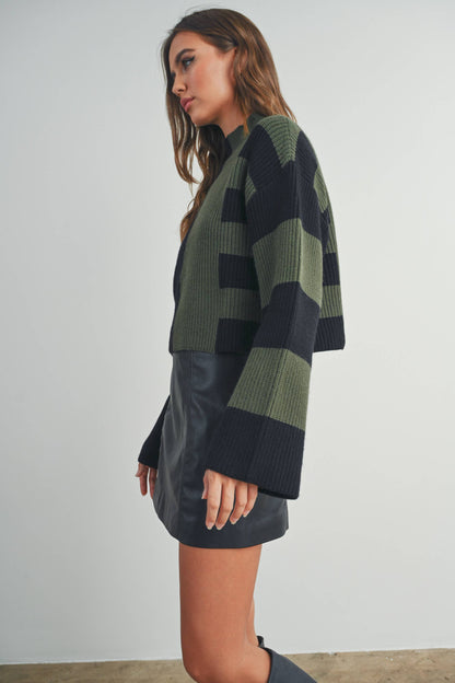 Olive Color-Block Sweater