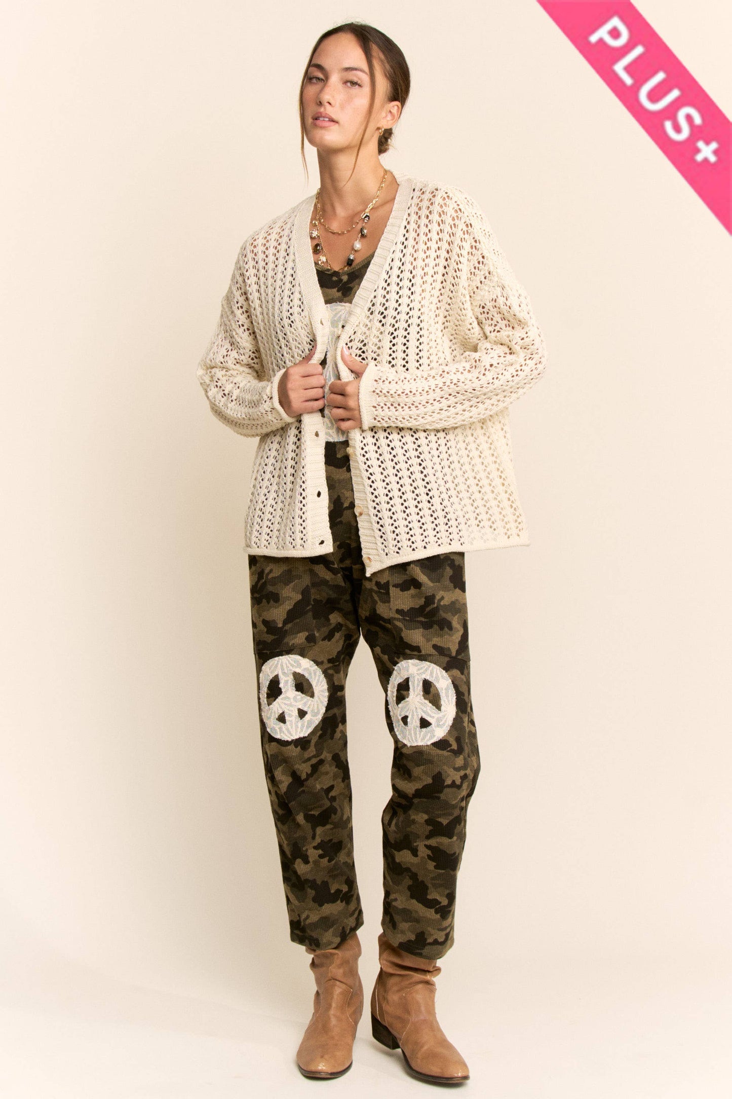 Plus Knit Crochet Cardigan