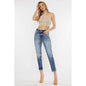 High Rise Distressed Mom Jeans | Medium Wash