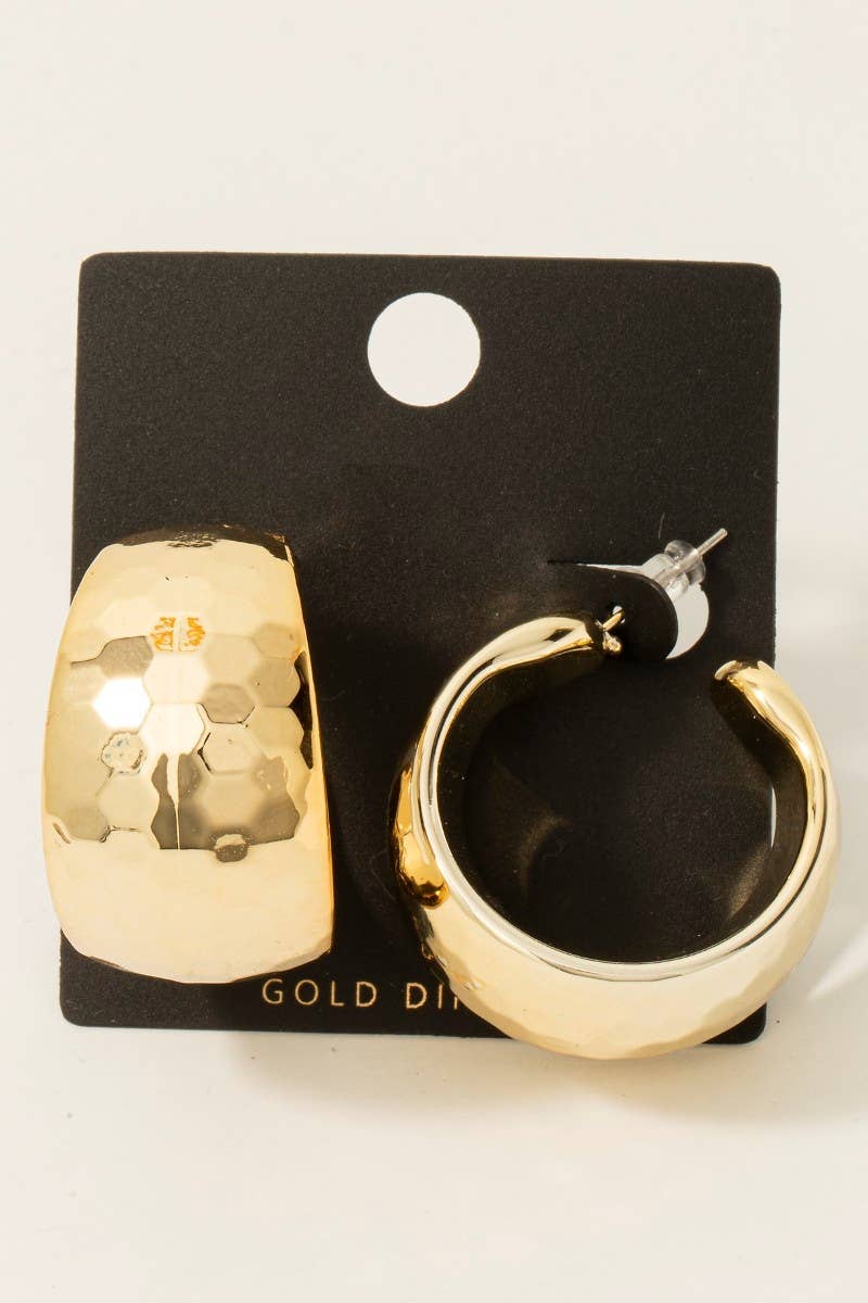 Faceted Wide Hoop Earrings
