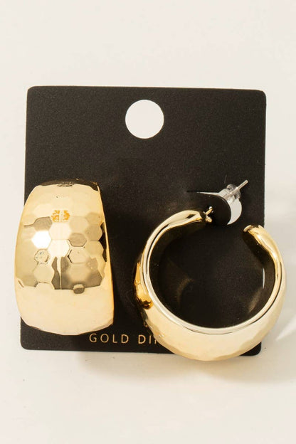 Faceted Wide Hoop Earrings