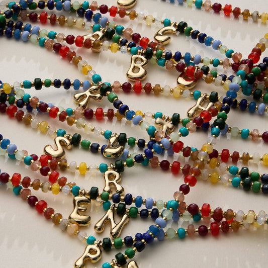 Beaded Initial Charm Necklace