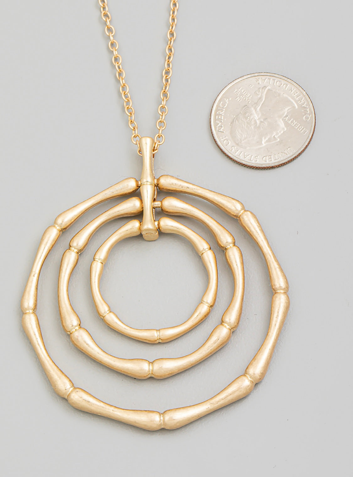 Layered Bamboo Charm Long Necklace | Choose Finish