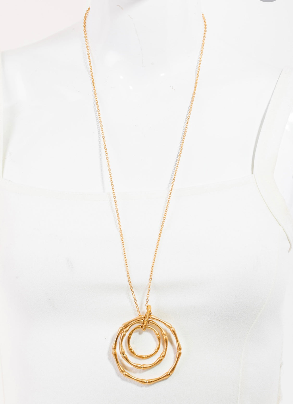 Layered Bamboo Charm Long Necklace | Choose Finish