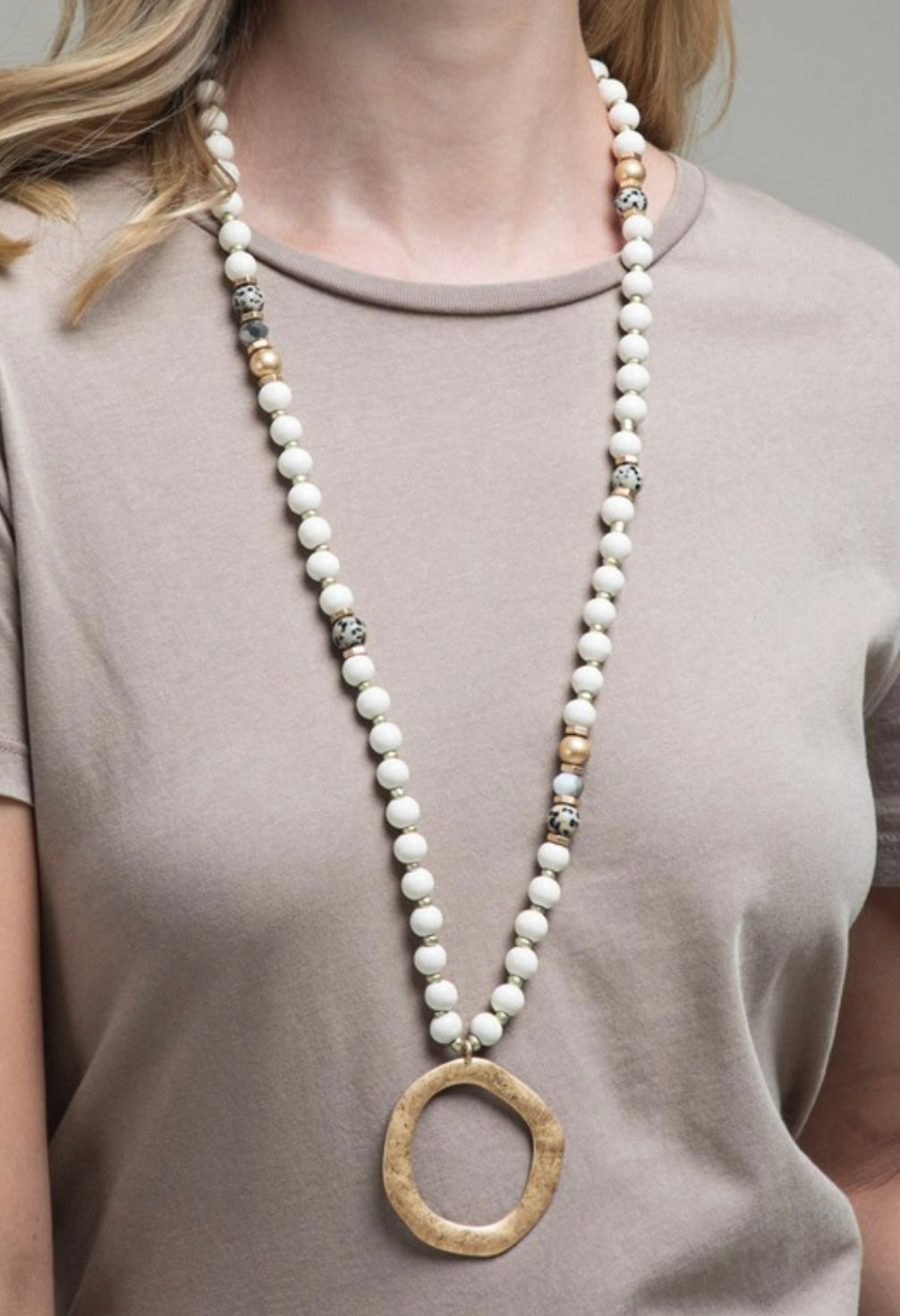 Long Wood Beaded Necklace | Choose Color