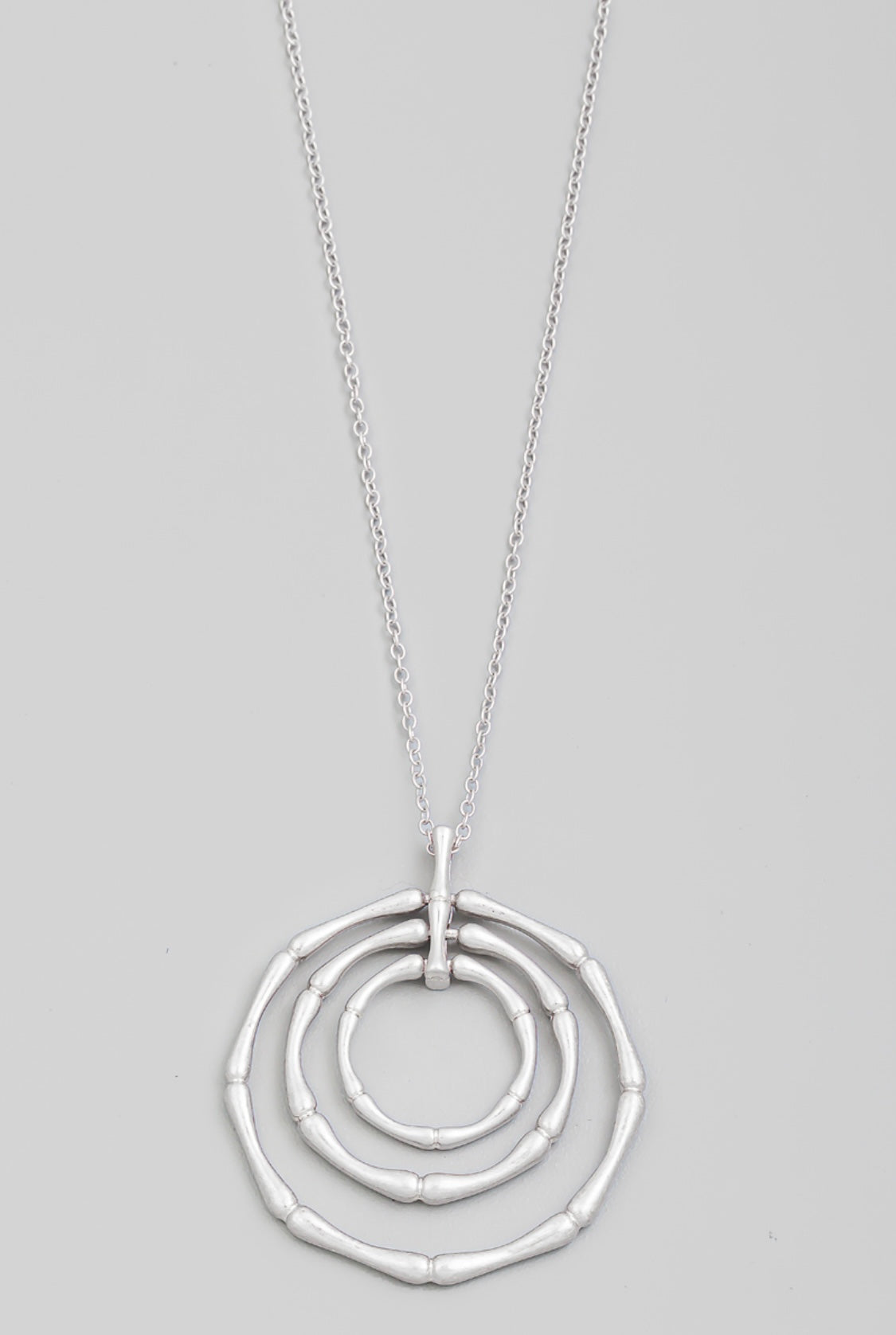 Layered Bamboo Charm Long Necklace | Choose Finish