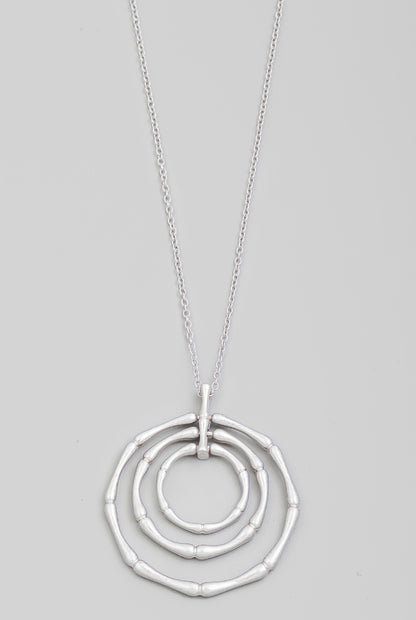 Layered Bamboo Charm Long Necklace | Choose Finish